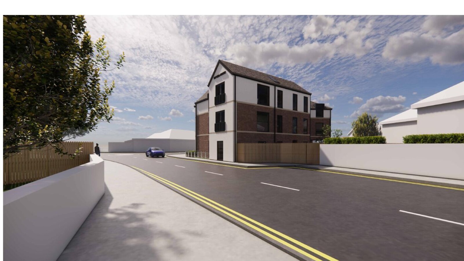 Artist's impression of the side elevation of Tapsell House from St John's Road